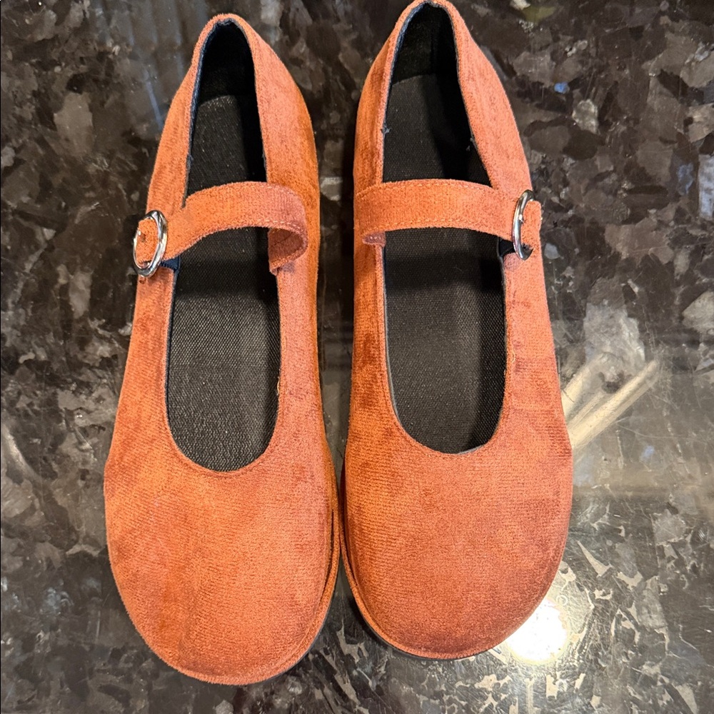 Rust brown Mary Jane Flats